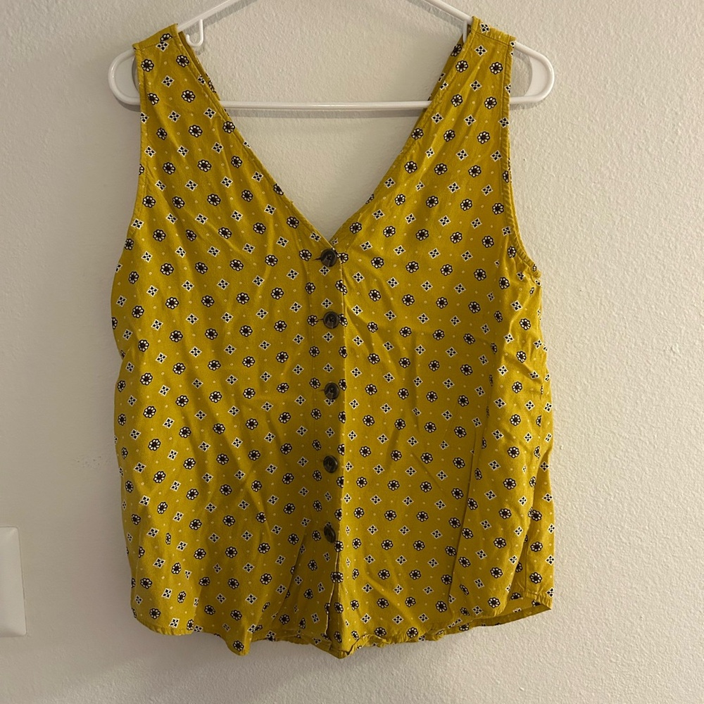 LOFT Yellow Floral Sleeveless Top